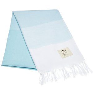 Aqua Blue & White “Ombre” Cotton Turkish Towel/Throw Blanket